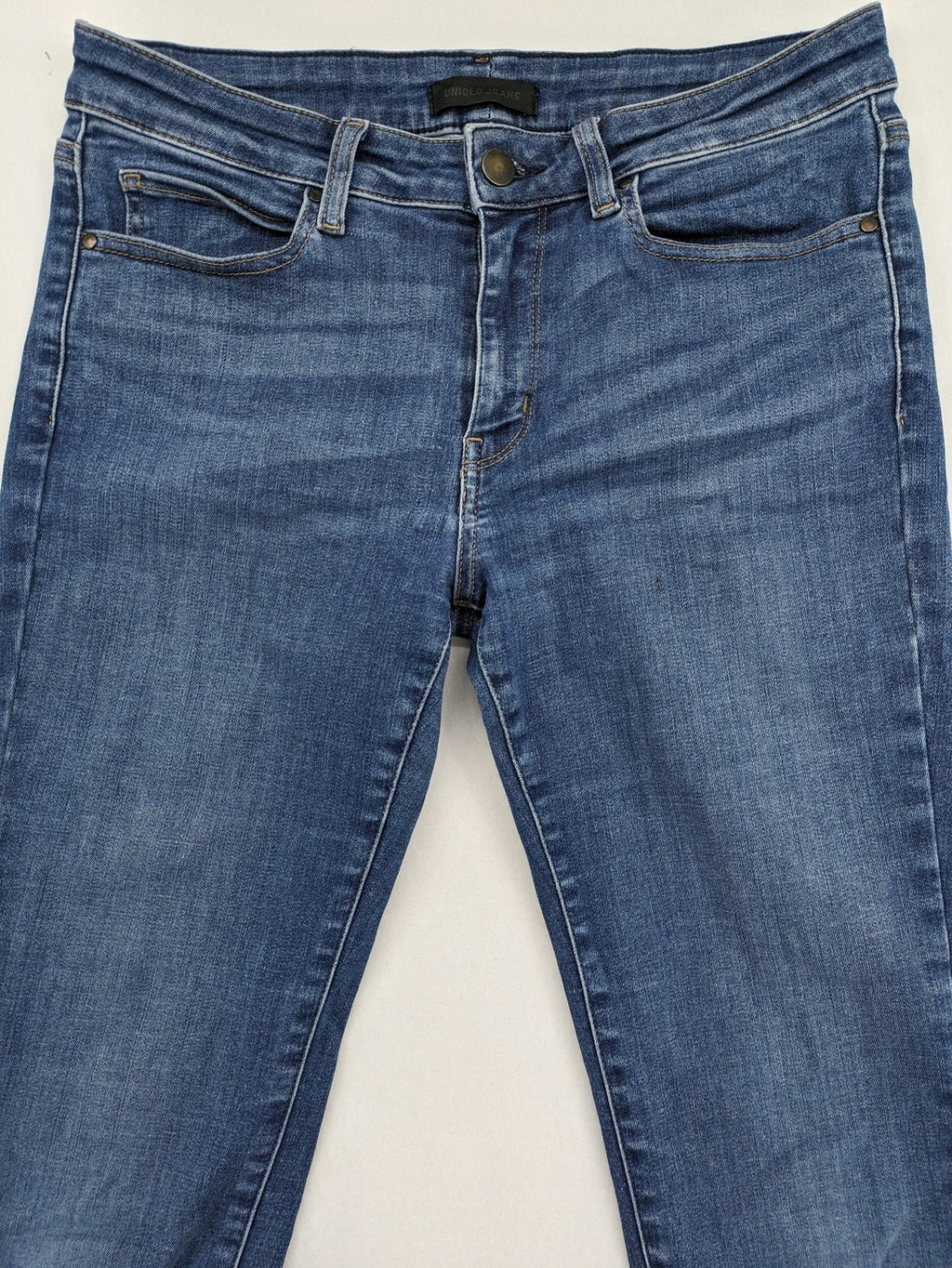 UNIQLO blue skinny jeans mid-rise 5-pocket design cotton stretch denim
