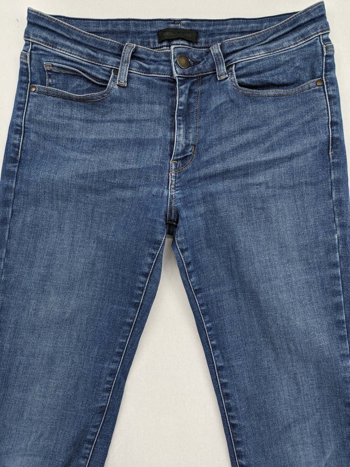 UNIQLO blue skinny jeans mid-rise 5-pocket design cotton stretch denim