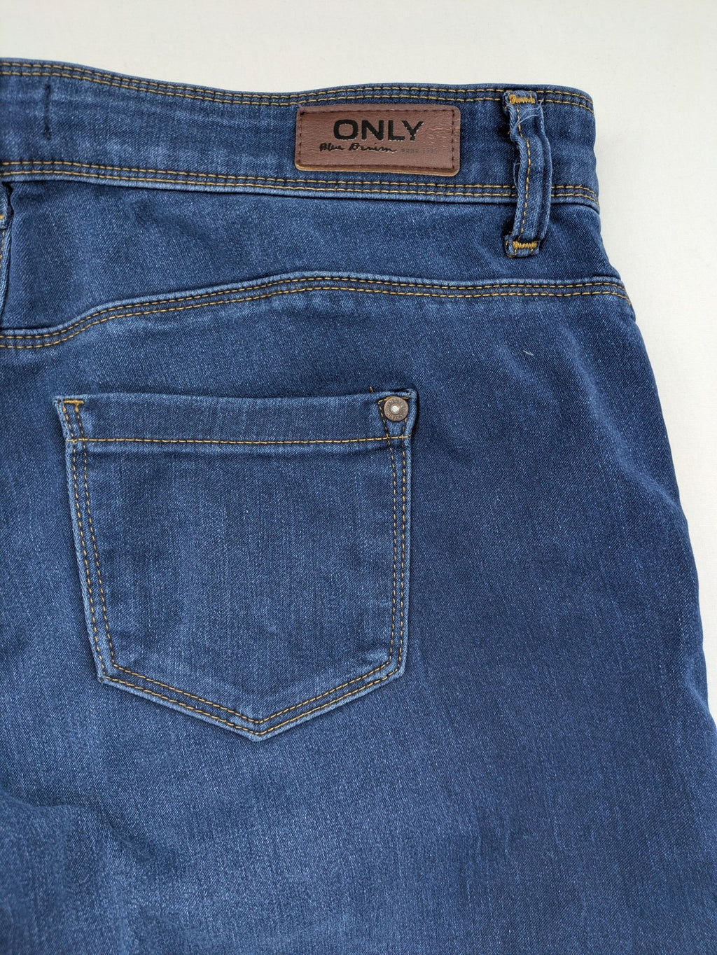 ONLY blue straight jeans classic 5-pocket design dark wash cotton slim fit