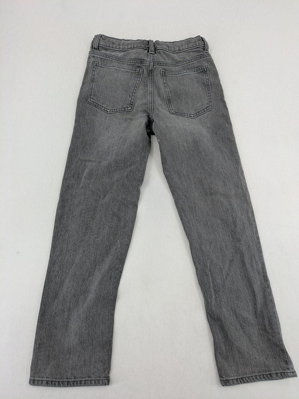Old Navy navy straight jeans with adjustable waistband and classic 5-pocket design.