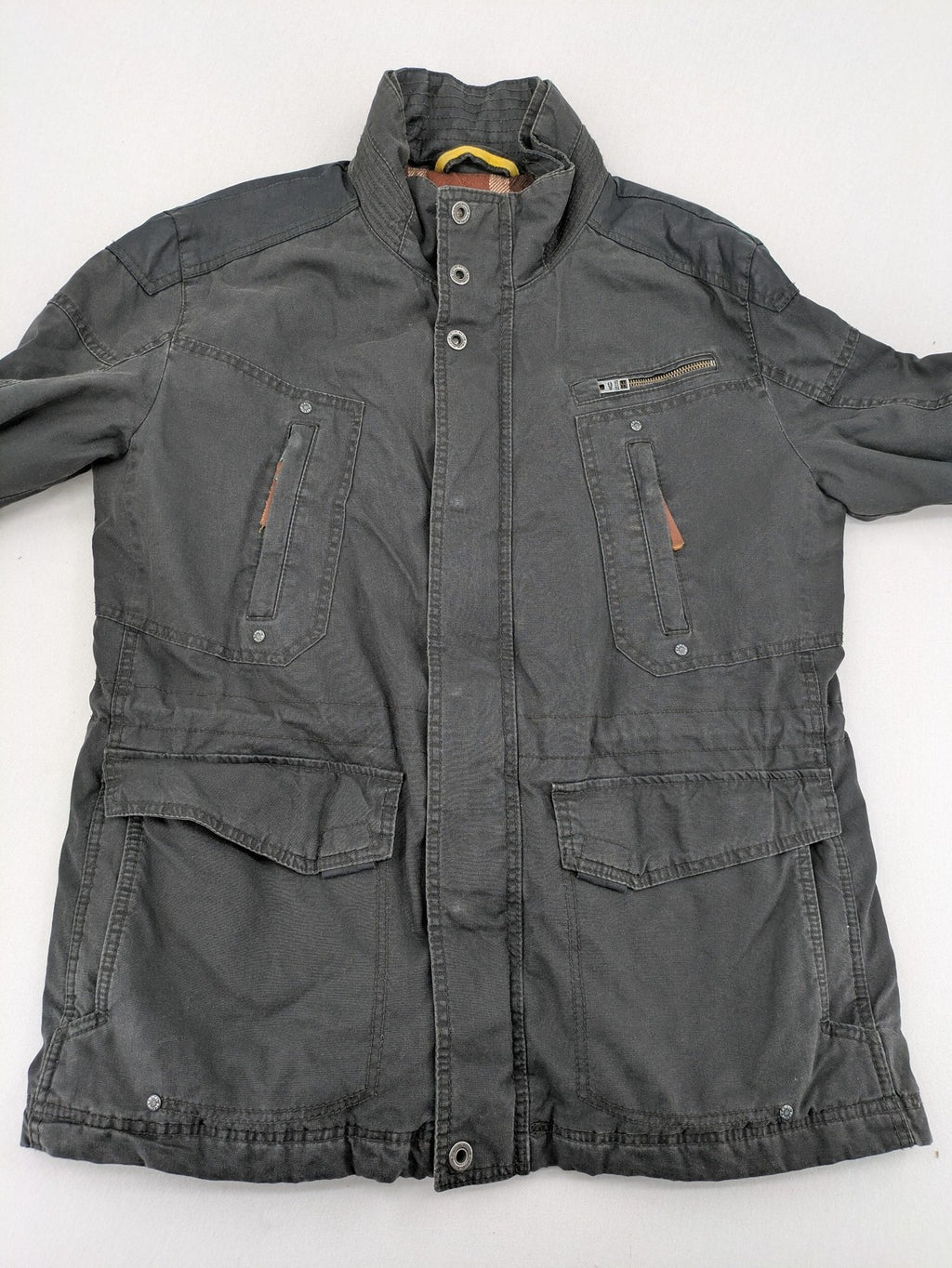 camel active grey field jacket cotton quilted with multiple pockets and stand-up collar