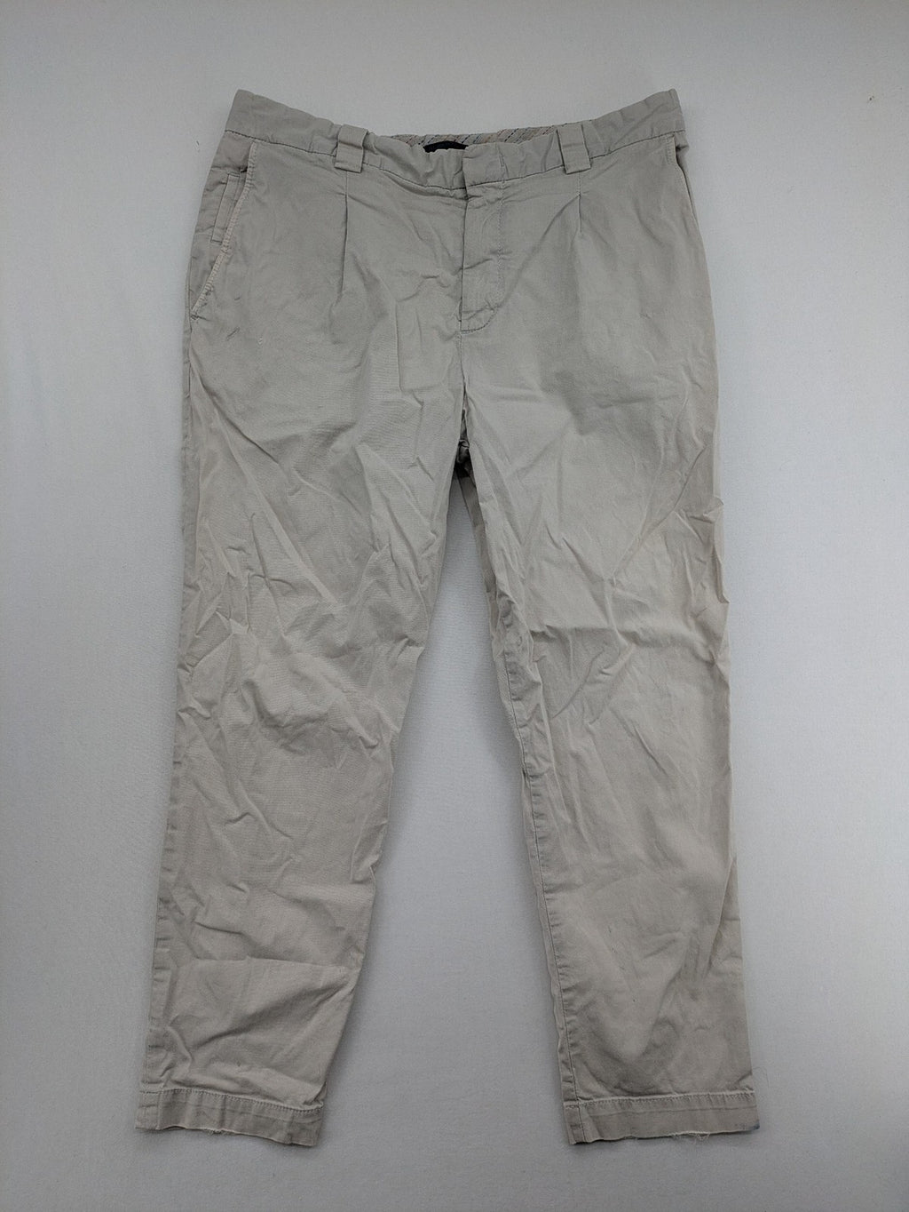 ALBERTO beige pants tapered fit classic pleats colorful inner waistband Superfine Gabardine material