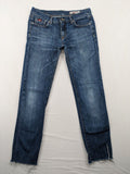 GAS straight jeans blue with open frayed hem and classic 5-pocket style.