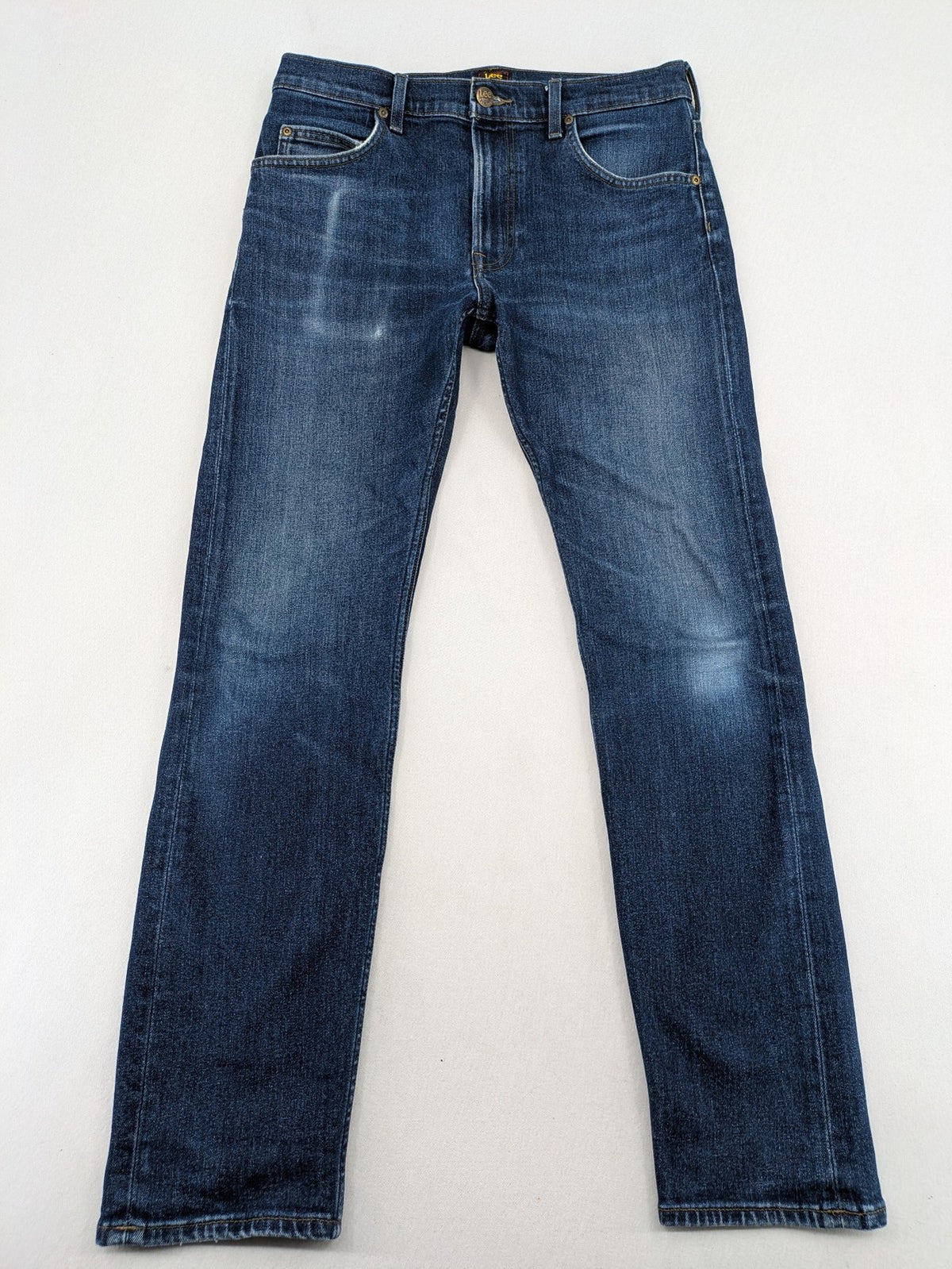 Lee straight jeans blue stretch denim classic 5-pocket design with natural fading