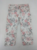 Jewelly multi floral print capri jeans with 5-pocket design and stretch cotton blend.