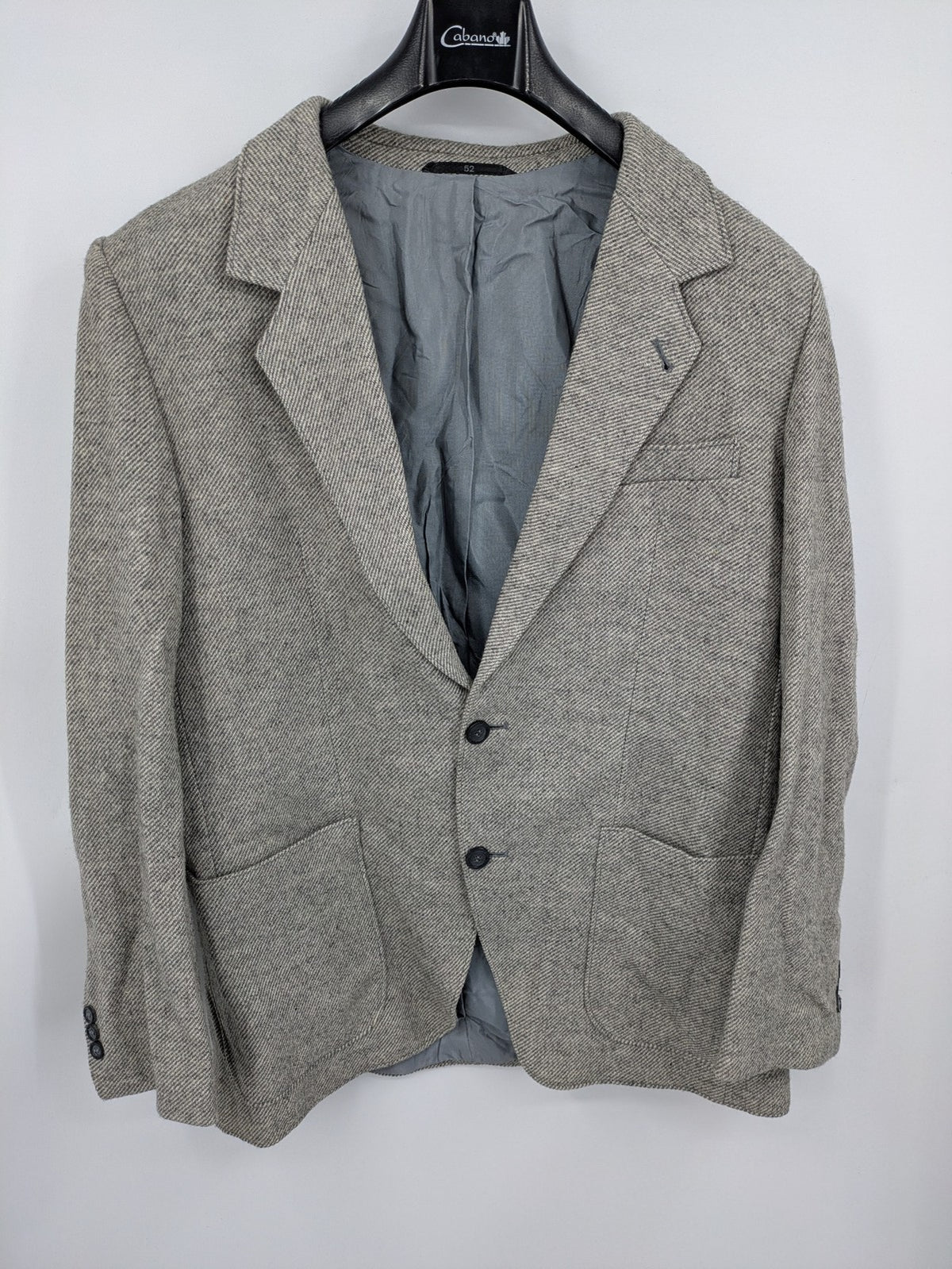 C&A grey blazer wool blend herringbone pattern fully lined classic style