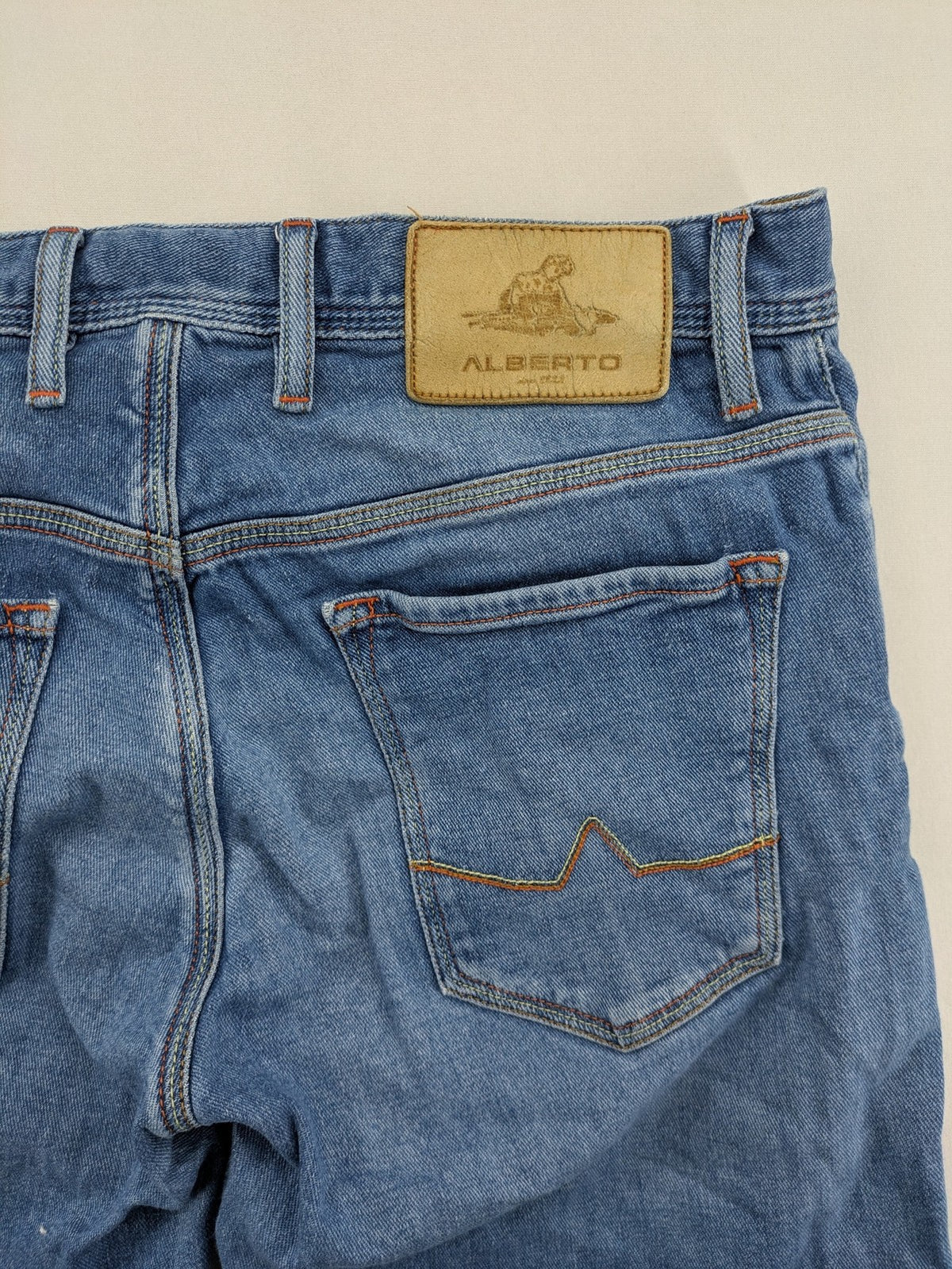 ALBERTO straight jeans blue cotton stretch denim classic 5-pocket style with contrast stitching