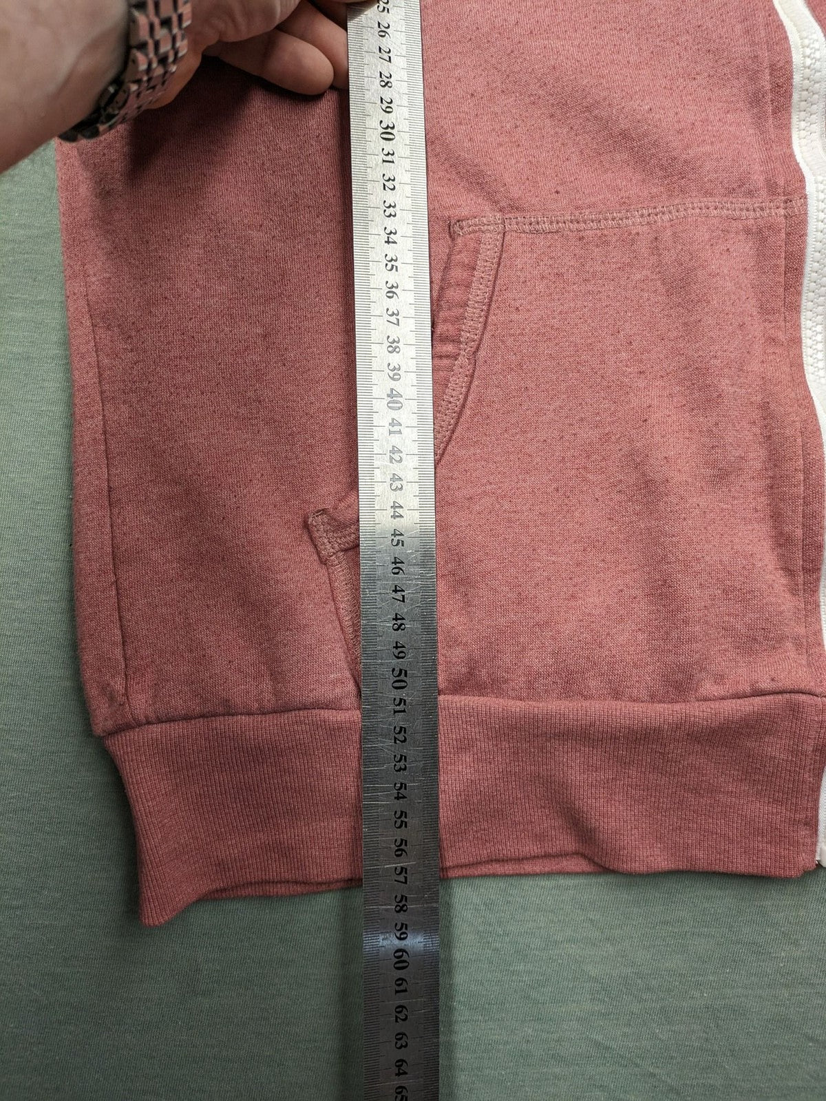 ONLY pink zip-through hoodie with hood, front zipper, and two pockets.