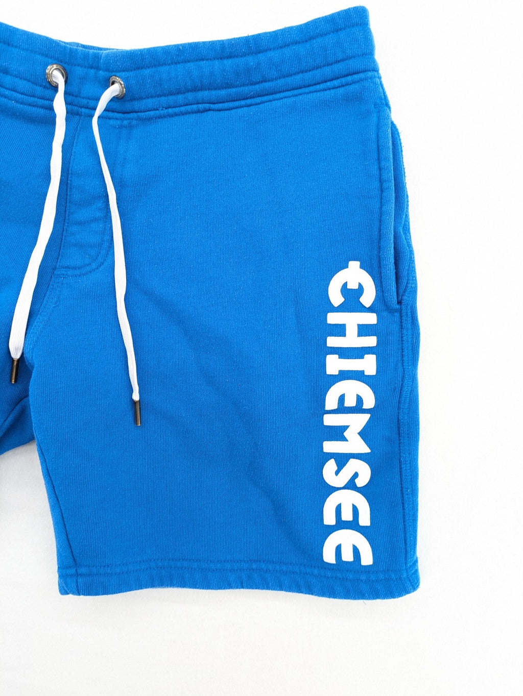 Chiemsee blue sweatshorts with logo print, elastic waistband, and side pockets.