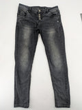 multiblu grey skinny jeans faded wash five-pocket design with button closure