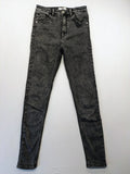 Bershka grey-black skinny jeans high waist acid wash with classic 5-pocket design.