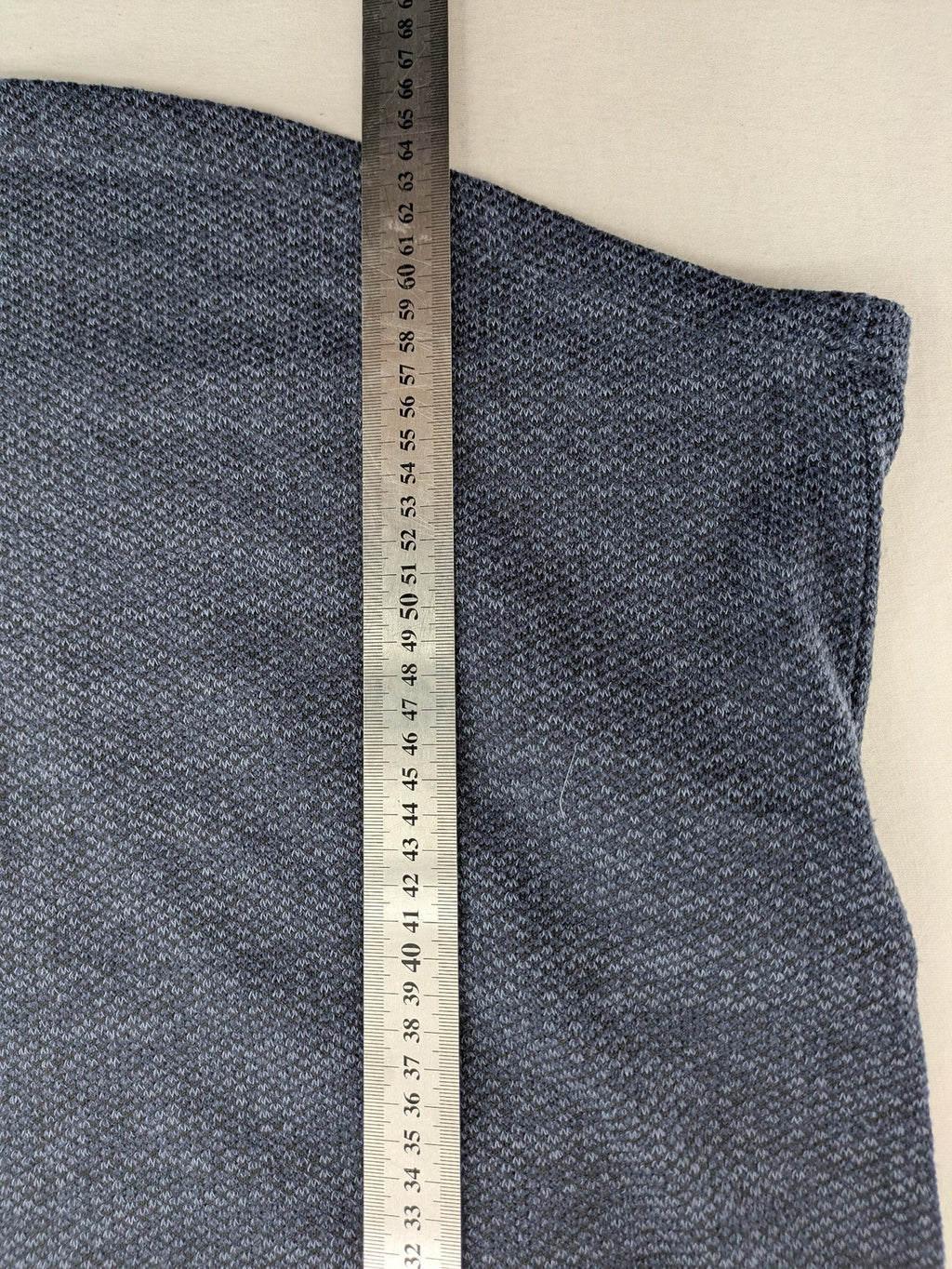 Stooker blue turtle neck jumper with melange knit texture and 3/4 sleeves.