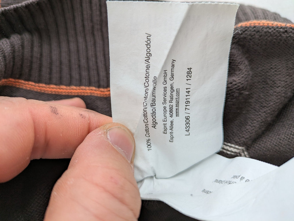 Esprit orange striped turtle neck jumper with logo patch and ribbed cuffs.