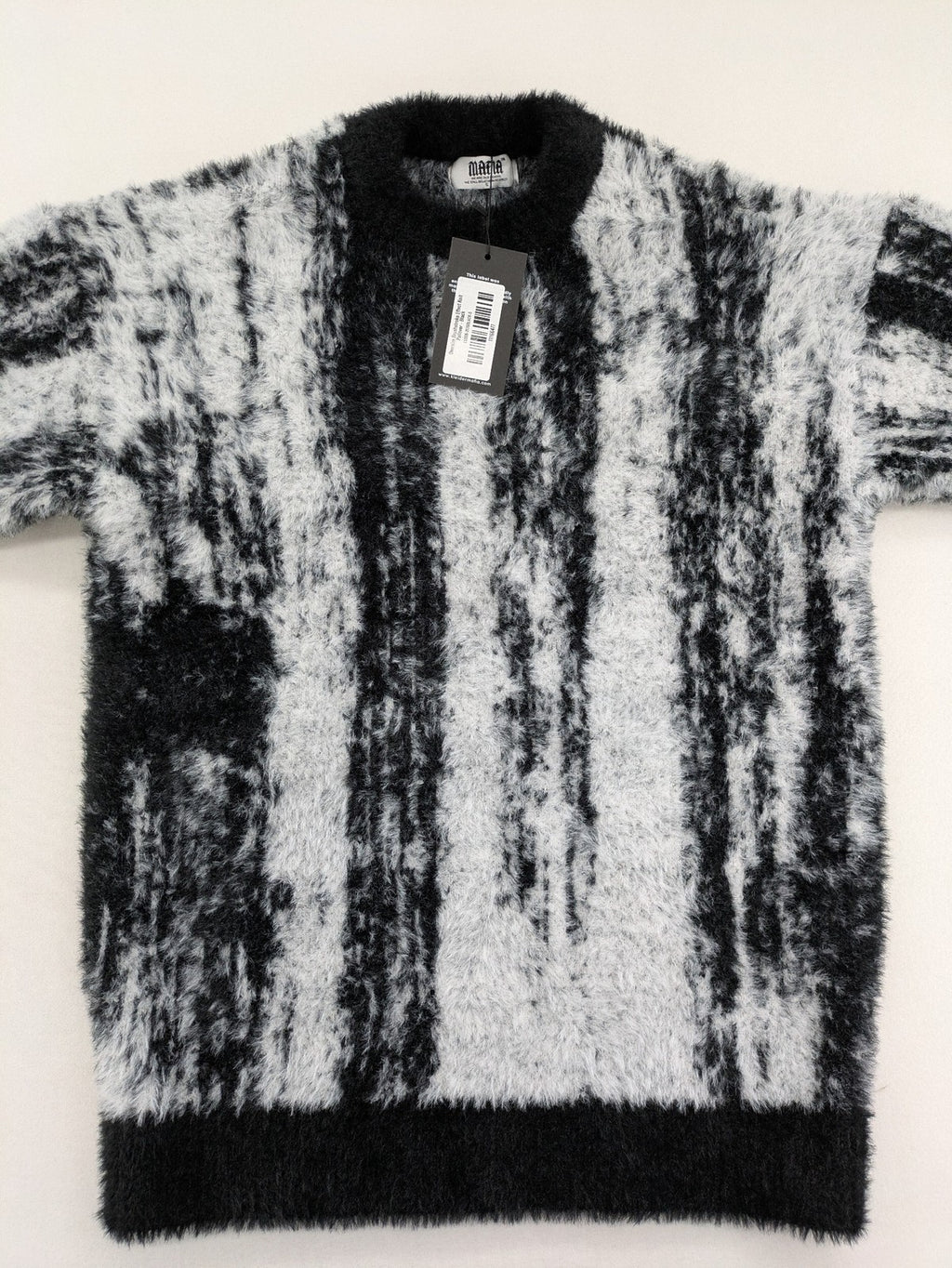 Mafia oversized turtle neck jumper black grey brushstroke pattern soft knit material