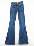 Pull&Bear blue flare jeans high waist with classic button closure and stylish silhouette.