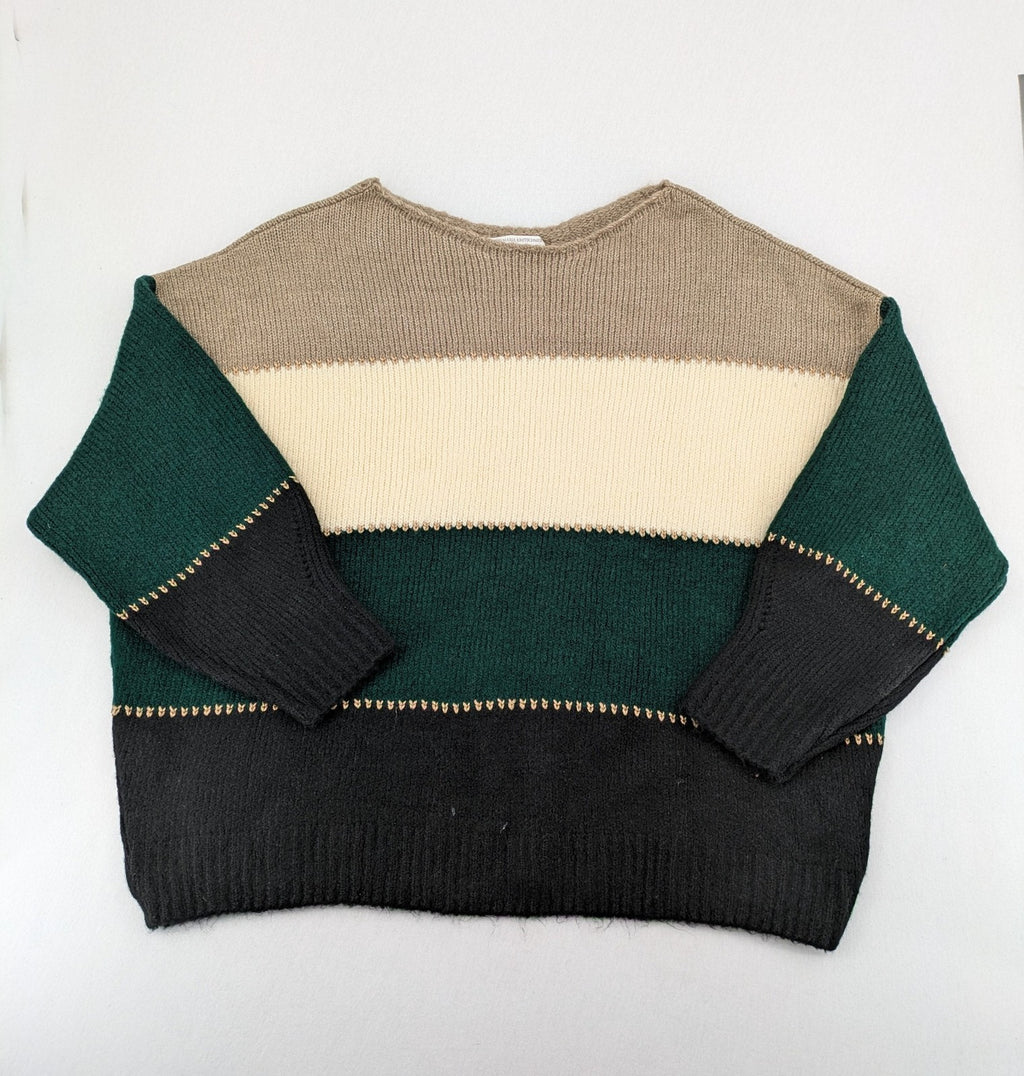Guido Maria Kretschmer multi turtle neck jumper colorblock design with bold horizontal stripes.