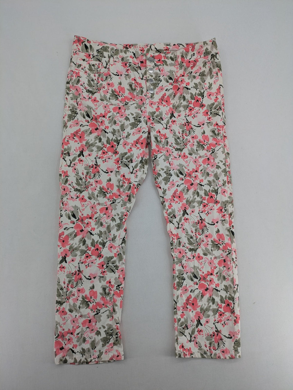 ever.me multi pants high waist floral pattern cotton blend with button closure