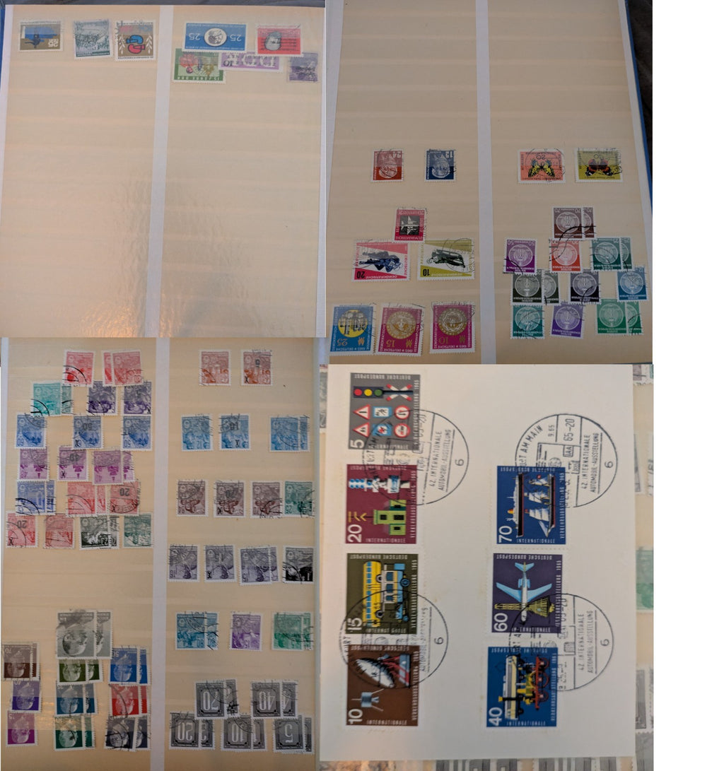 Beige postage stamp album featuring over 1000 stamps from Germany and Europe.