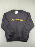 Helloween orange sweatshirt featuring iconic band logo in yellow, soft cotton blend material.