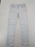 Yelly&Co blue and white batik pants with button fly, made from soft stretch fabric.