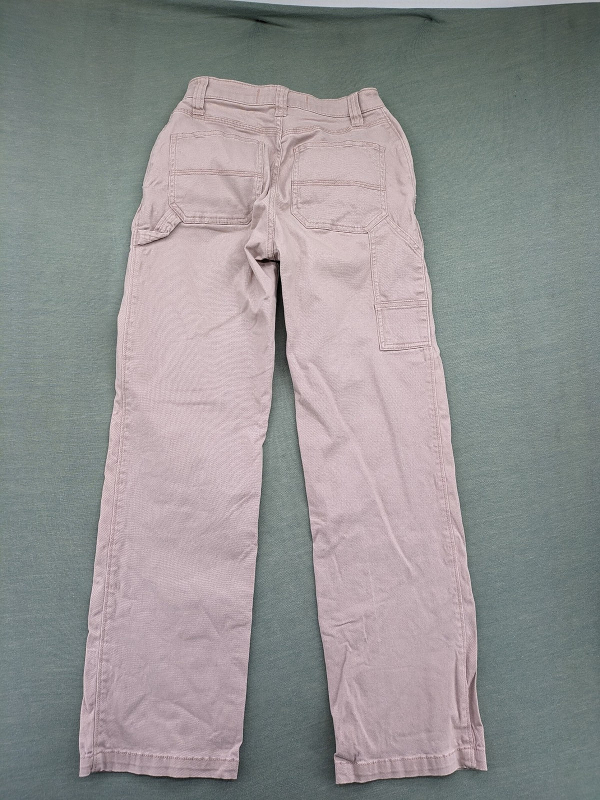Hollister straight jeans beige high-rise with utility pockets and relaxed fit.