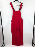 Stonekit red work overalls cotton with adjustable straps and multiple cargo pockets.