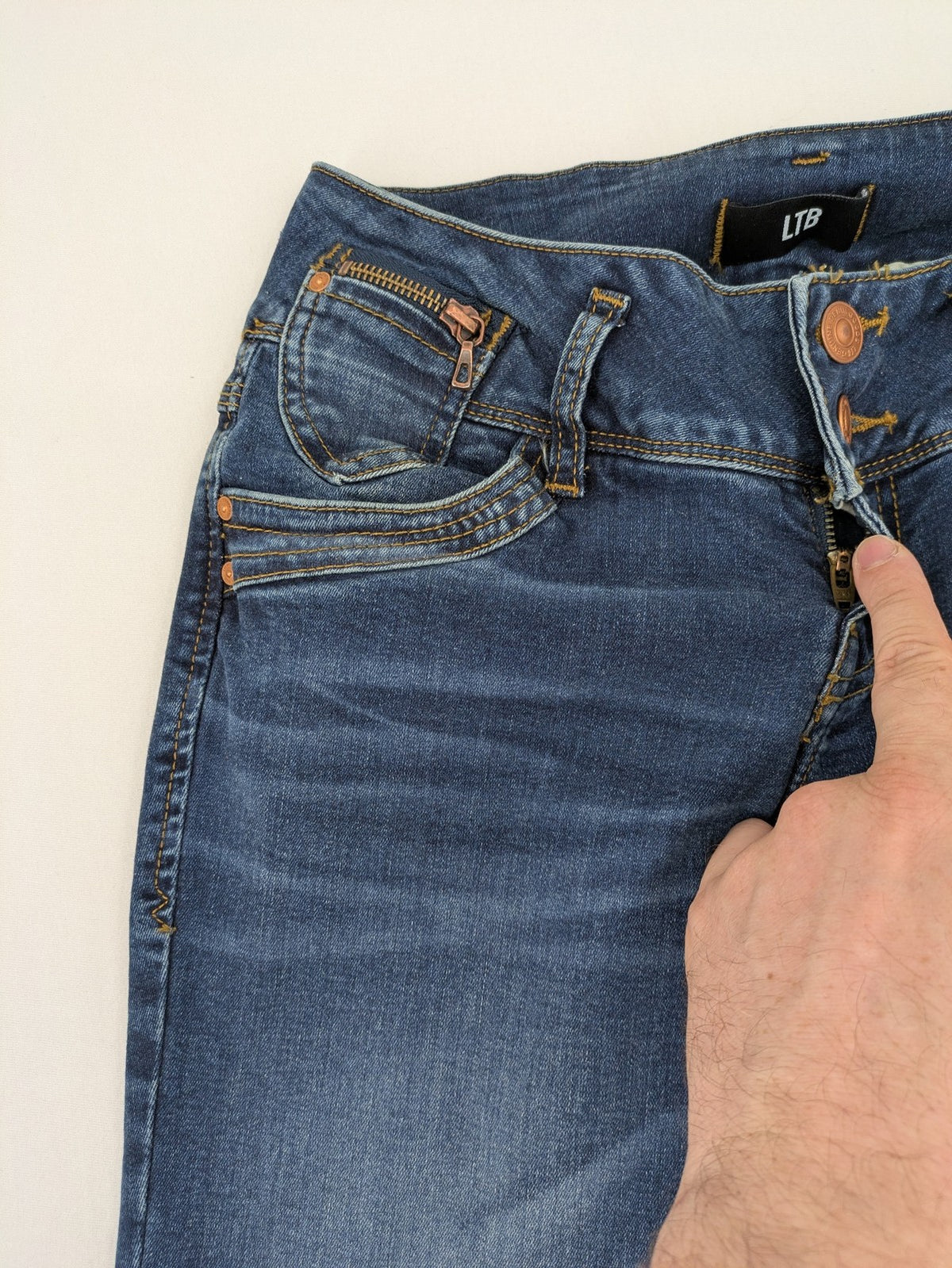 LTB blue straight jeans mid rise slim straight fit with stretch denim material