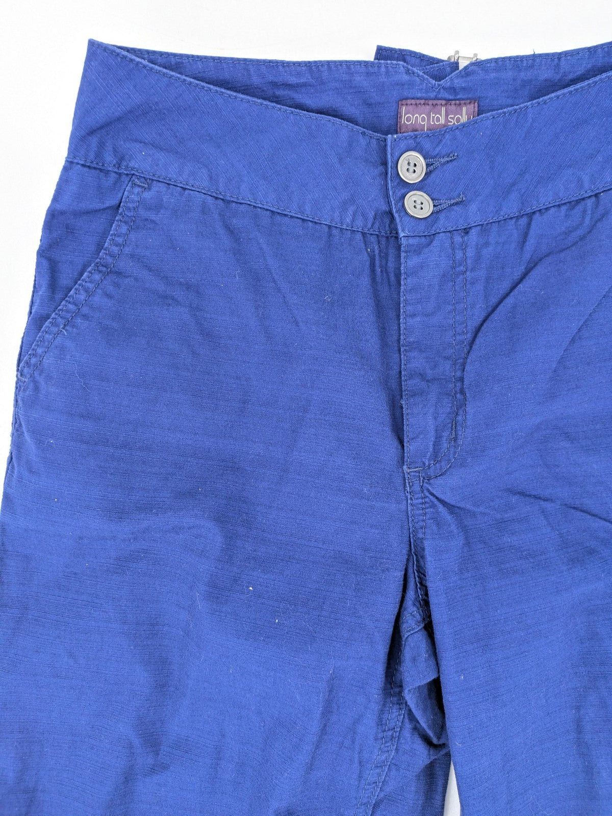 Long Tall Sally blue wide leg pants 100% cotton two-button closure