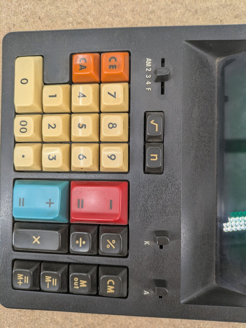 Adler basic calculator beige with colorful keys and retro design, model EC-52.