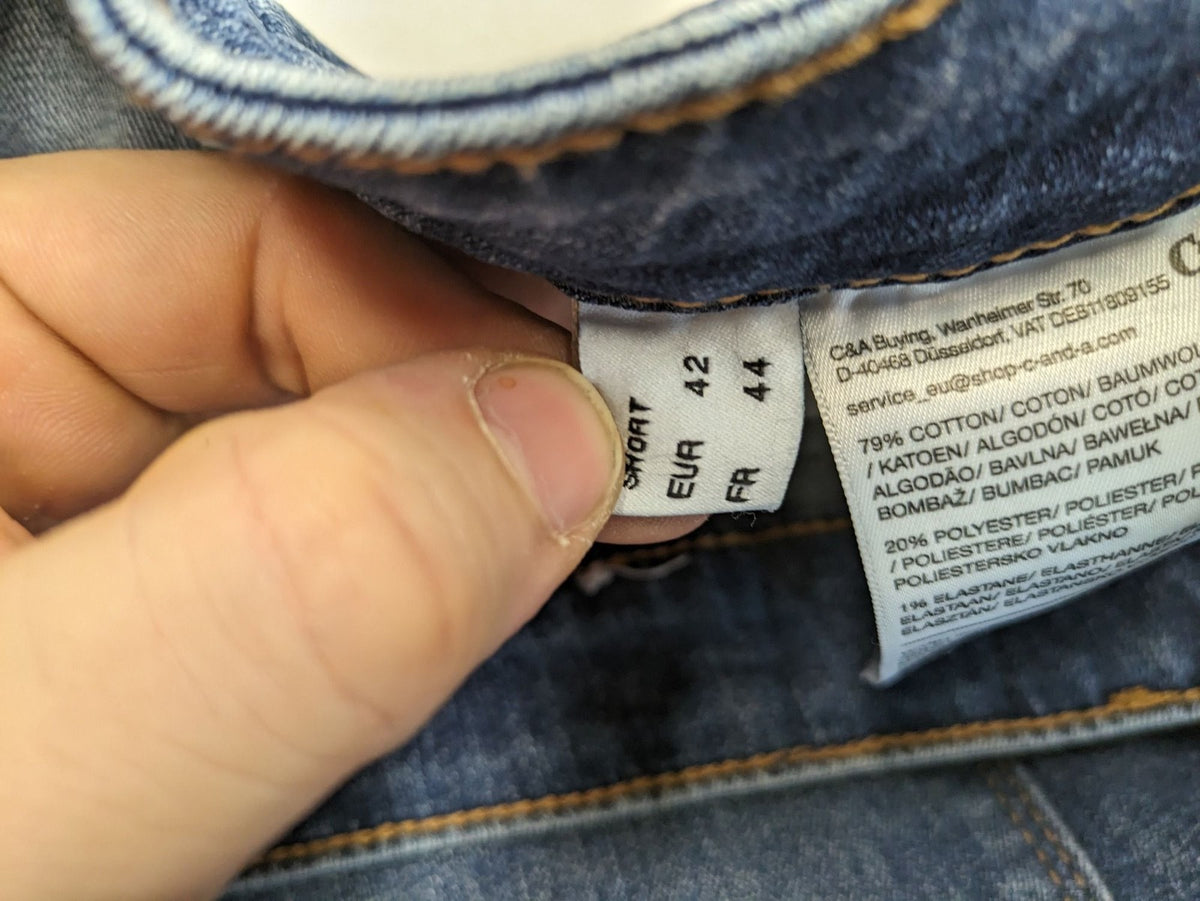 C&A blue high slim straight jeans with high waist, classic 5-pocket design, stretch denim.
