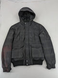 Jack & Jones grey checkered winter jacket with hood, quilted lining, and zip closure.