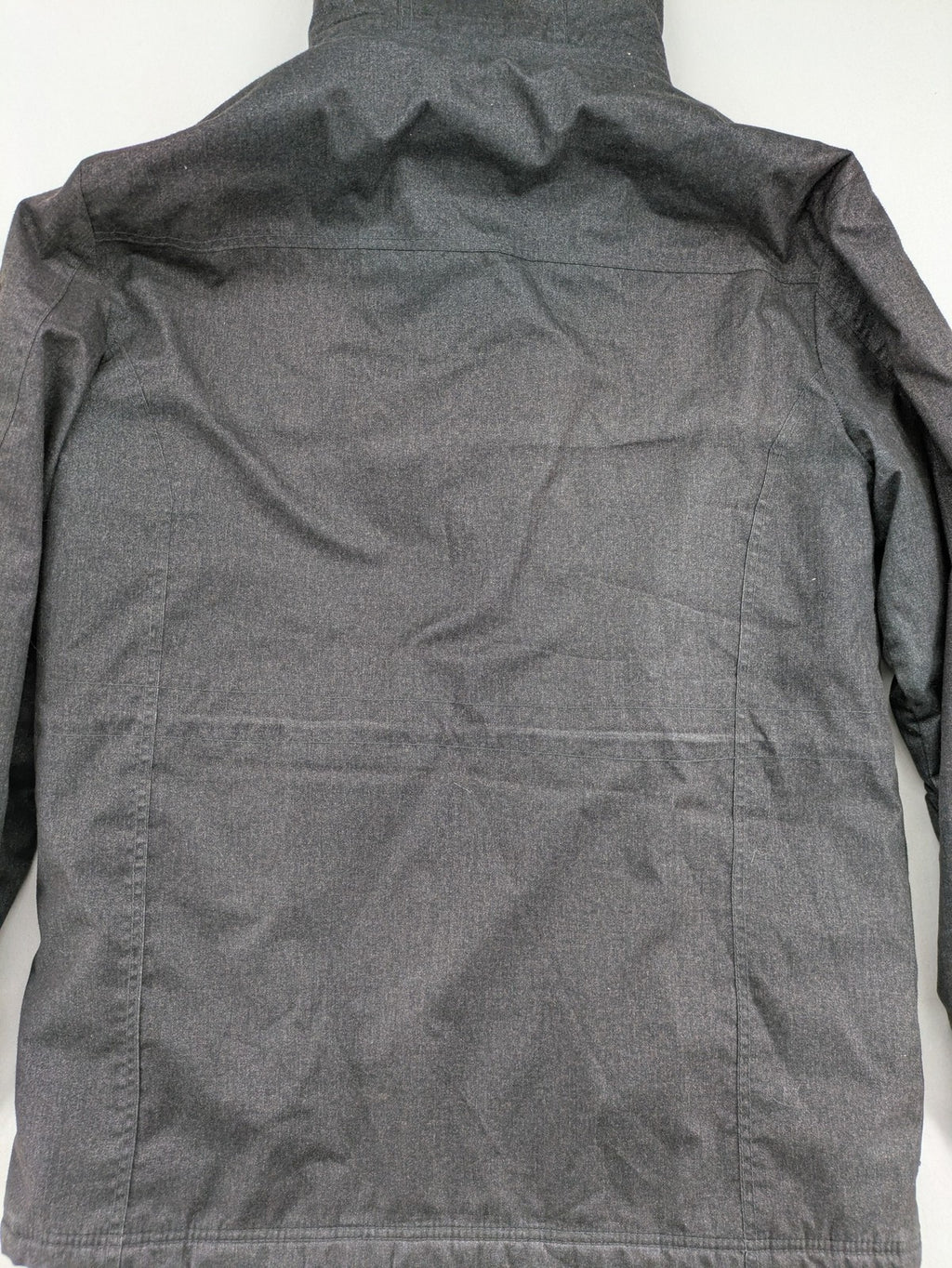 Rover & Lakes grey jacket with hood, quilted lining, and multiple pockets.