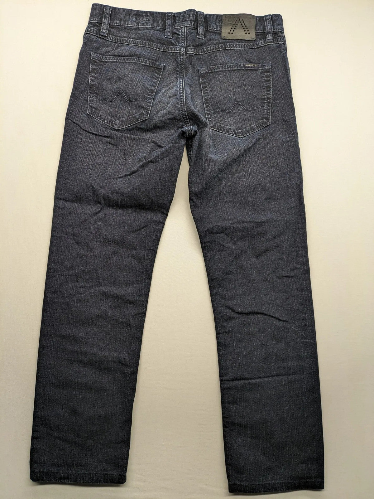 ALBERTO straight jeans dark blue five-pocket style with zipper, made from stretch denim.