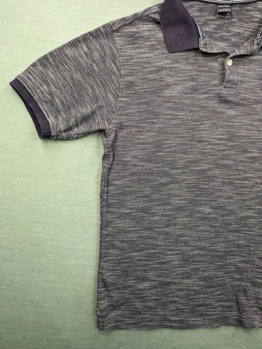 Nautica grey melange polo shirt with contrasting collar and embroidered sail logo.