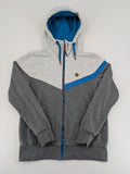 ALIFE turtle neck jumper blue grey colorblock design with logo details and soft cotton blend.