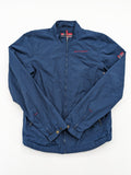 Helly Hansen navy jacket with red accents and logo, full zip, breathable mesh lining.