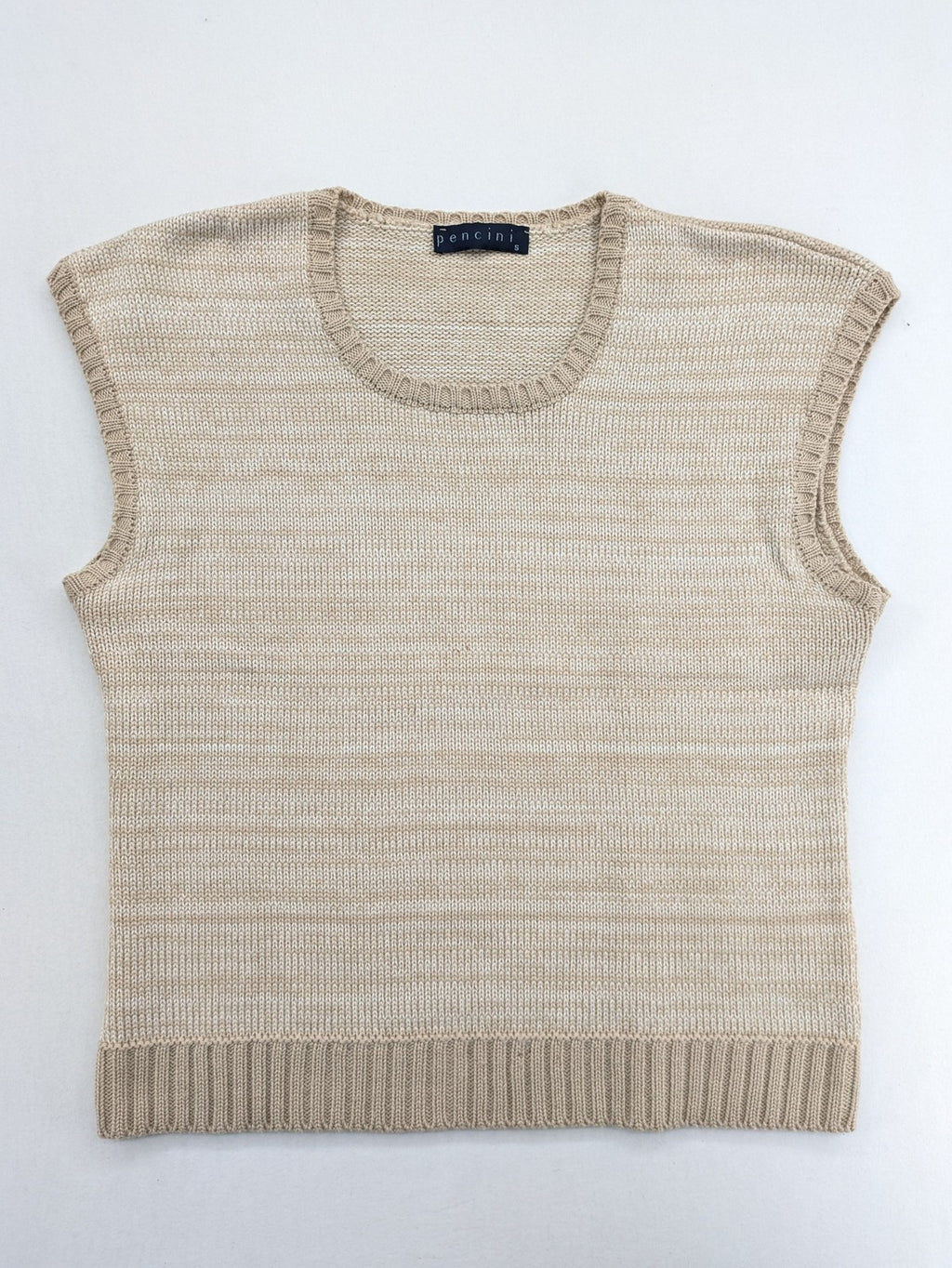 Pencini beige turtle neck jumper, sleeveless design, soft merino wool blend.