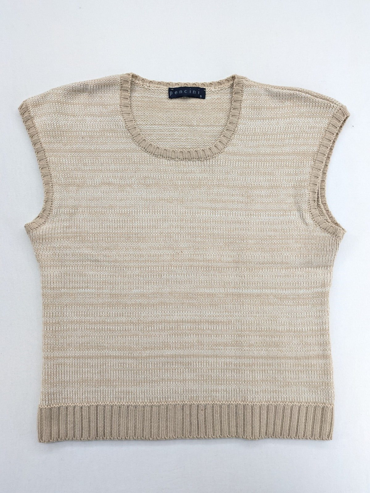 Pencini beige turtle neck jumper, sleeveless design, soft merino wool blend.
