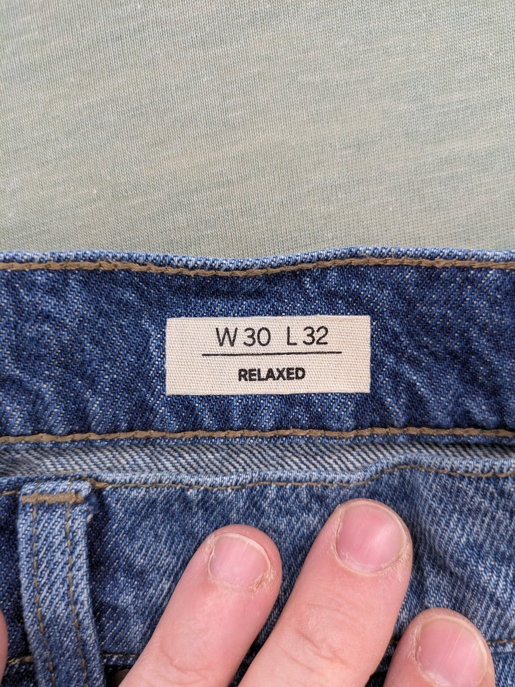 C&A blue straight jeans relaxed fit with traditional button fly and 5-pocket design.