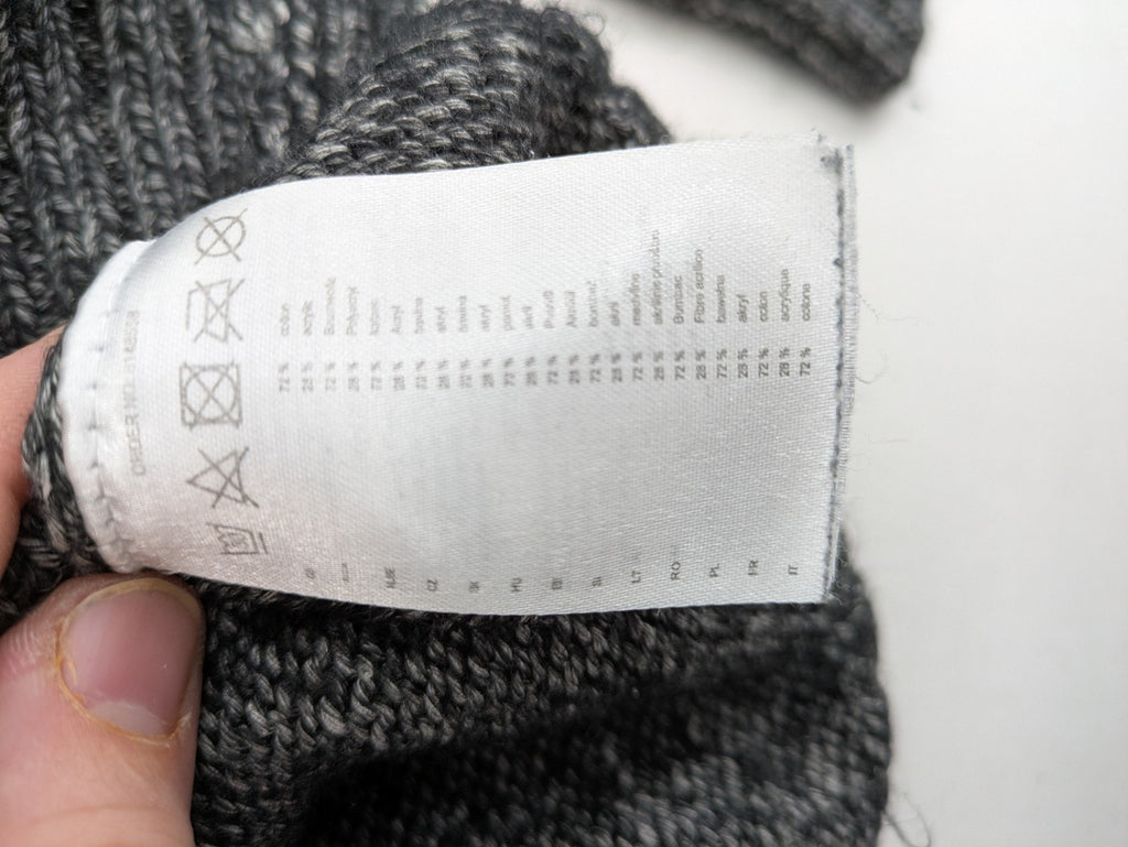 Jean Pascale grey turtle neck jumper with shawl collar and ribbed details.