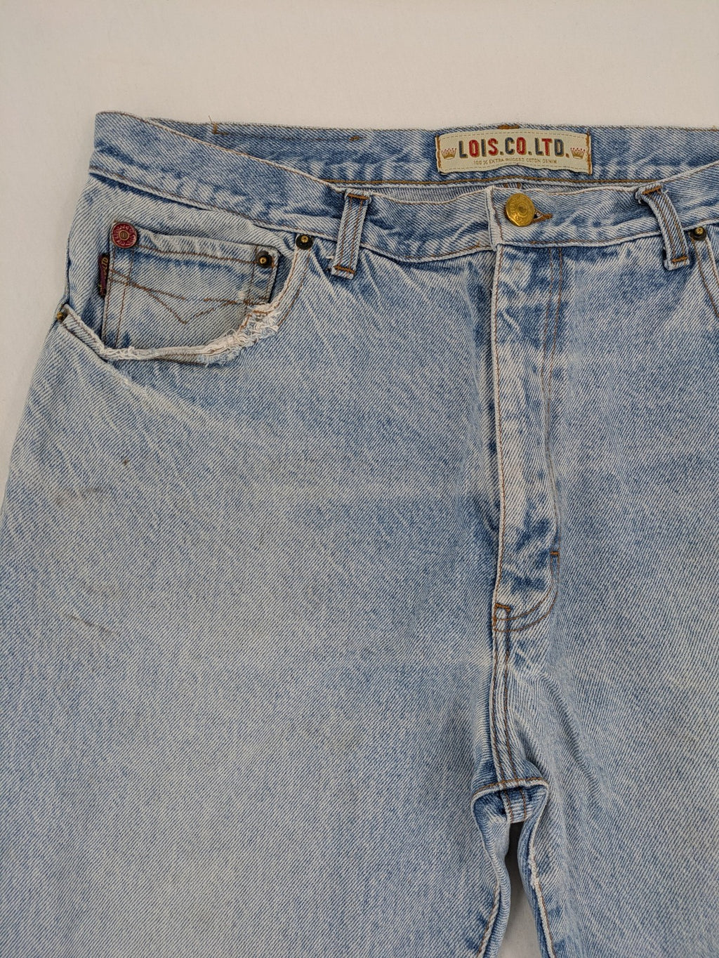 Lois straight jeans blue vintage wash 5-pocket style robust cotton denim