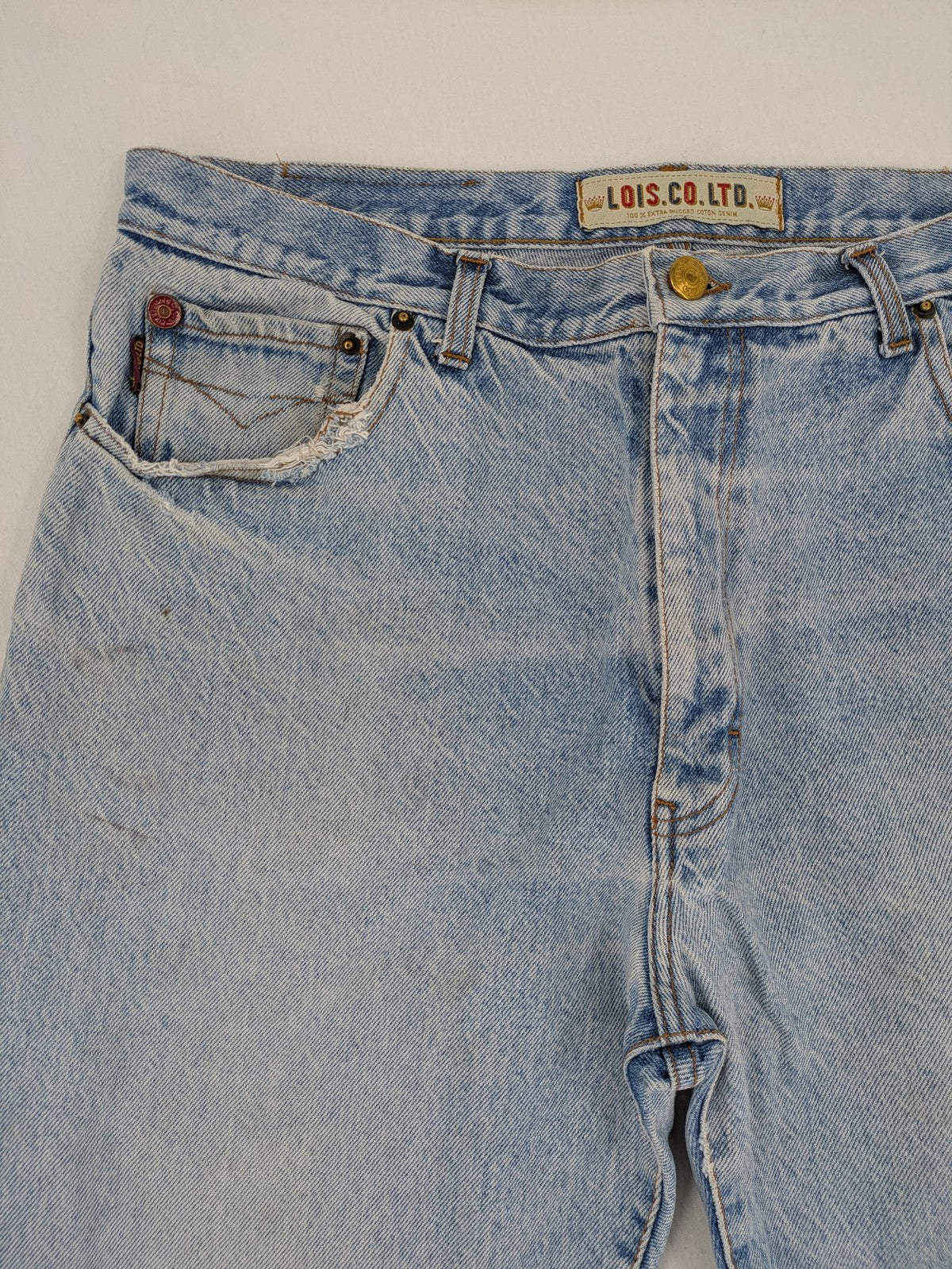 Lois straight jeans blue vintage wash 5-pocket style robust cotton denim