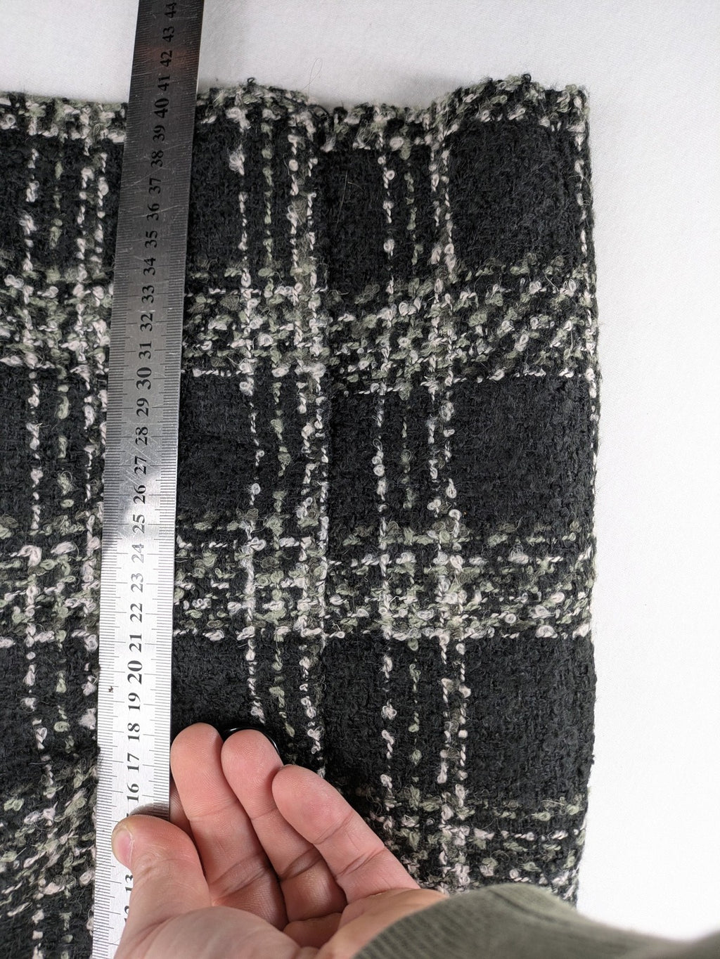 Yessica black mini skirt tweed check pattern A-line cut wool blend material