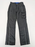 Powerfix Profi blue cargo pants with reflective stripes and side pockets, durable polyester-cotton blend.