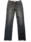 john baner blue straight jeans 5-pocket design with colorful rivets and whiskering effects