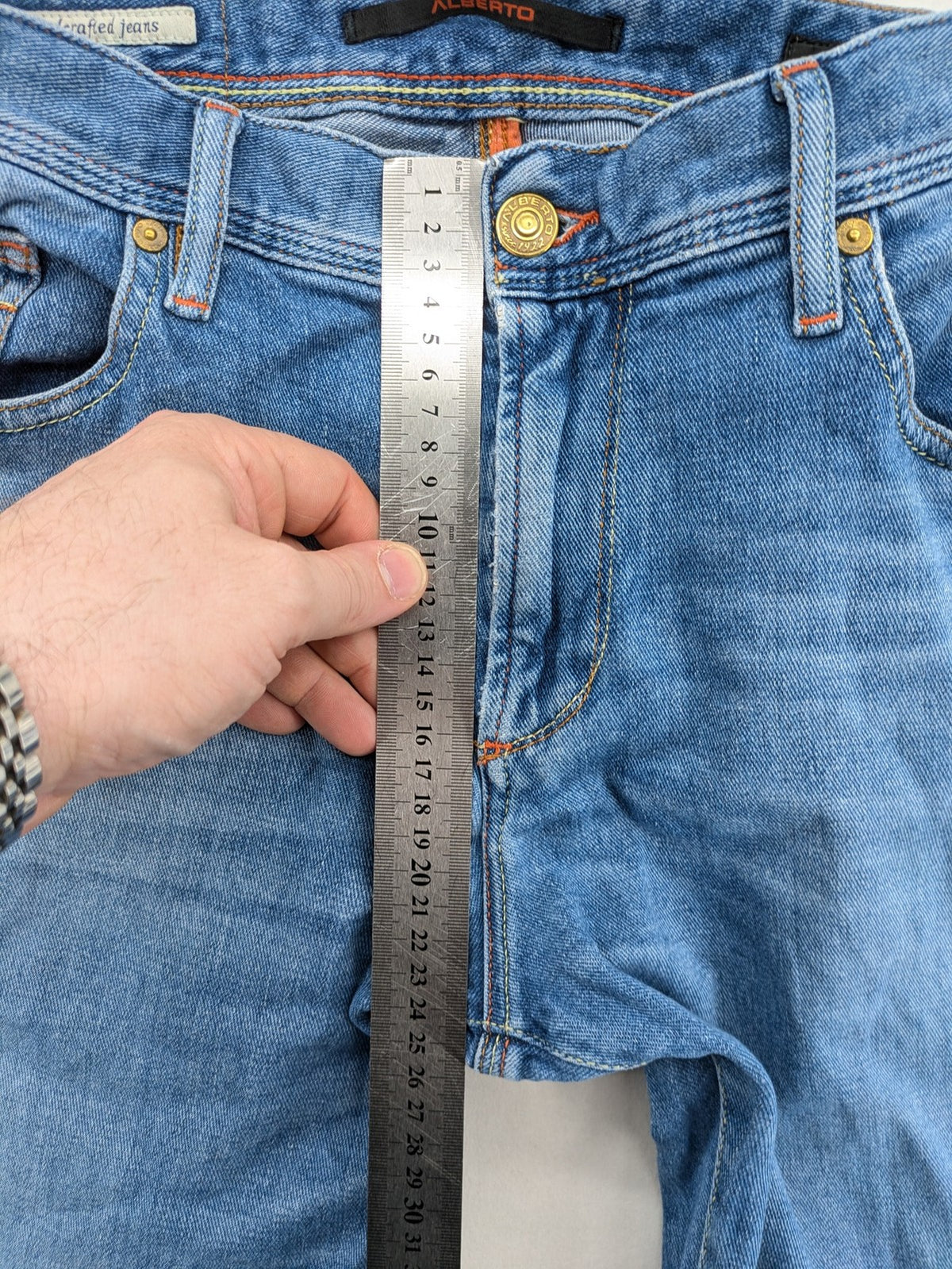 ALBERTO straight jeans blue cotton stretch denim classic 5-pocket style with contrast stitching
