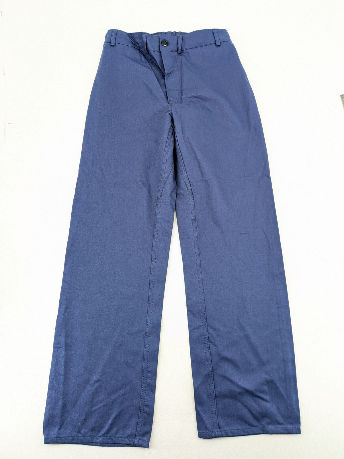 Uvex blue work pants 100% cotton with elastic waistband and straight leg design.