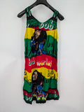 Bob Marley multi dress all-over print Rasta colors iconic graphics lightweight viscose
