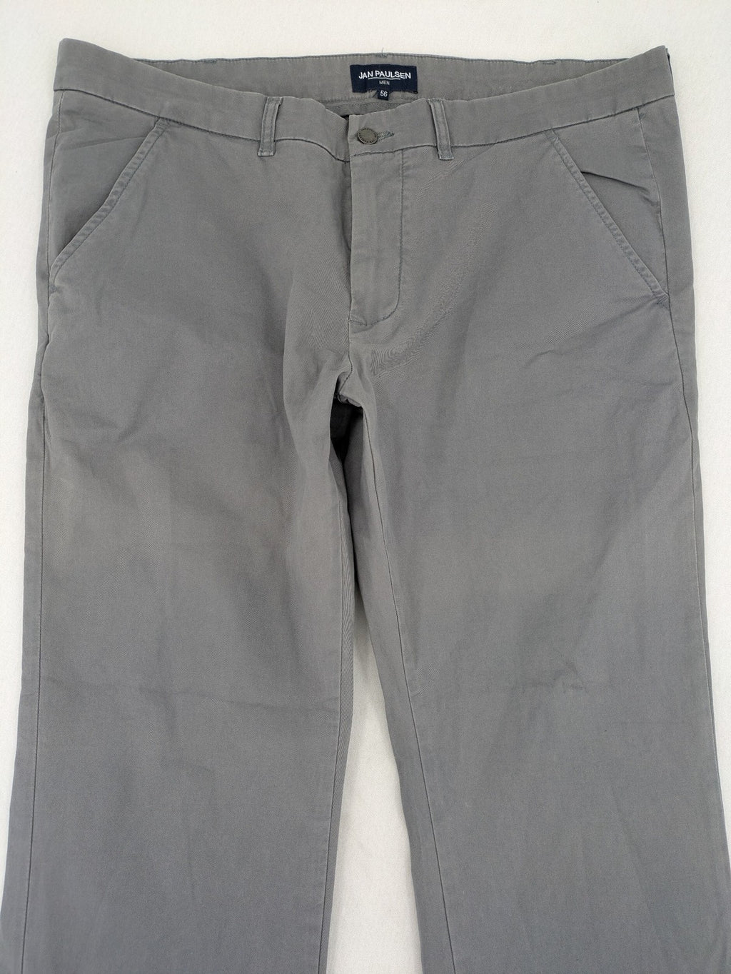Jan Paulsen grey chino pants flat front cotton-elastane blend with classic design.