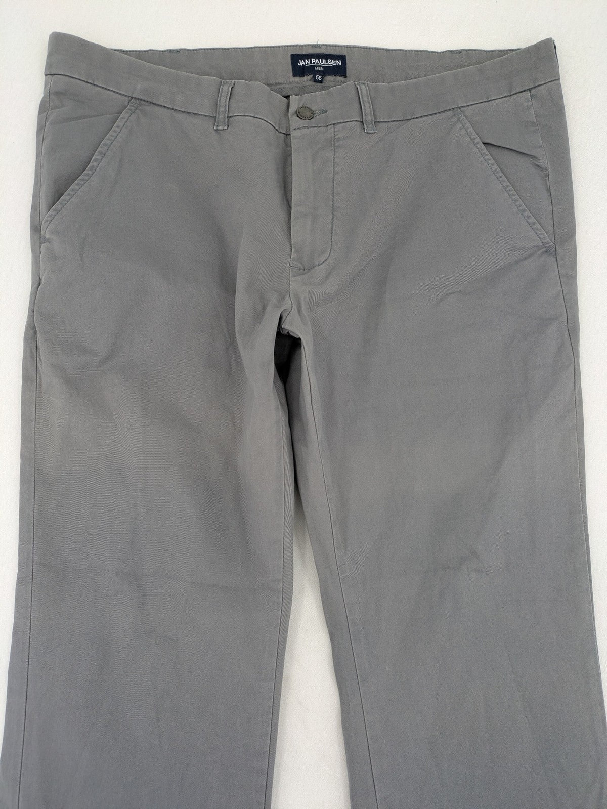 Jan Paulsen grey chino pants flat front cotton-elastane blend with classic design.